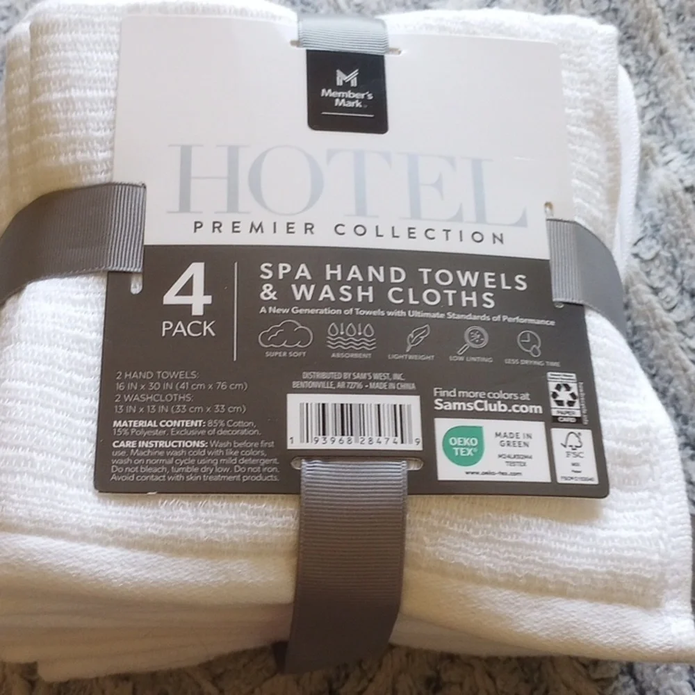 Hotel premier collection spa 4 piece hand & wash towels set